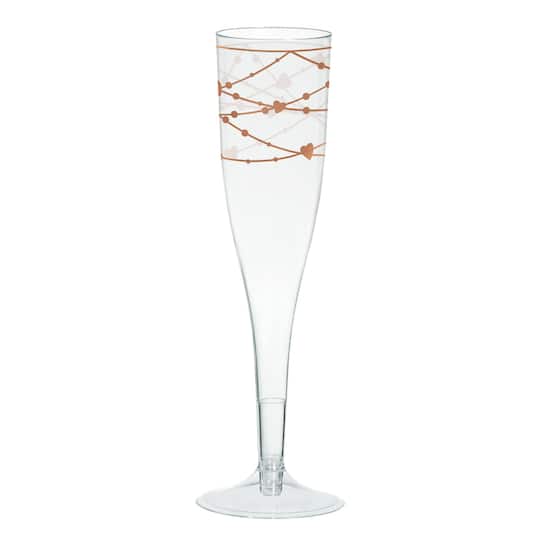 Rose Gold Hearts Champagne Glasses, 16ct.
